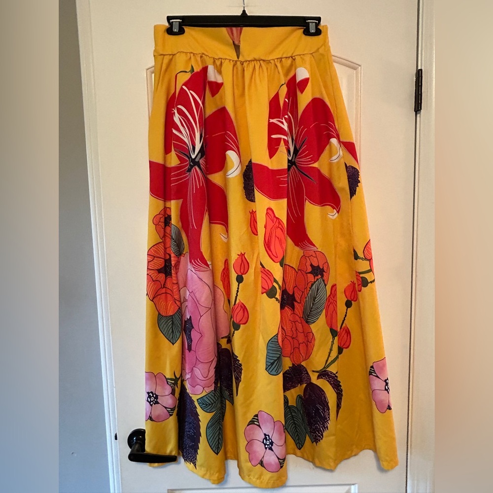 Floral Yellow Maxi Skirt
